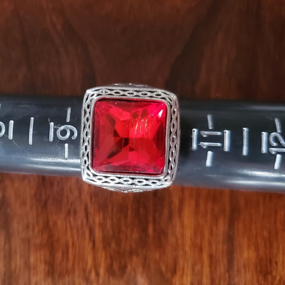 Sparkling CZ Red Ruby Stone Statement Ring Sz 10 - Picture 1 of 4